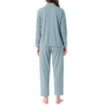 thumbnail image 3 of INSPIRE CHIC Womens Lounge Set Cotton Button Up Long Sleeve Pants Ribbed Pattern with Pocket Pajama Set Loungewear XL Blue, 3 of 6
