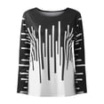 thumbnail image 4 of Blusa de camiseta de manga larga de color de contraste de costura de cuello redondo casual de moda para mujer Fridja  fhghd1621, 4 of 8