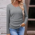 thumbnail image 2 of Makaor Lightweight Long Sleeve Tops for Women V Neck Shirts Solid Color Pullover Tees Casual Outfits Clothes, 2 of 5