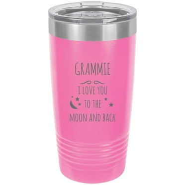 Grammie - I love you to the Moon and Back Stainless Steel Engraved Insulated Tumbler 20 Oz Travel Coffee Mug, Pink