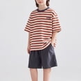 thumbnail image 2 of WAYUTE Boys Tshirts Short Sleeve Crewneck Striped Graphic Tee Shirt for Toddler Kids Versatile Comfort Daily Wear Summer Casual, 2 of 7