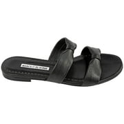 Manolo Blahnik Ladies Black Pallera Knot-detail Leather Sandals, Brand Size 37 ( US Size 7 )