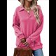 thumbnail image 3 of Sudadera con Cuello en V y Larga para Mujer, Estilo Informal, Holgado, de Punto, Estilo Túnica, para Otoño Vino Tinto M, 3 of 7
