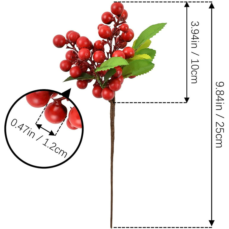 Shxstore Artificial Red Holly Berry Picks Stems Fake Winter Christmas  Berries Decor for DIY Garland and Holiday Wreath Ornaments, 200 Counts