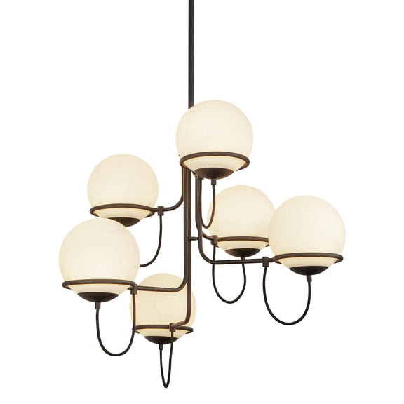 Alora Lighting CH458632MBOP Alba 6 Light 32" Wide Chandelier - Matte Black / Opal Glass
