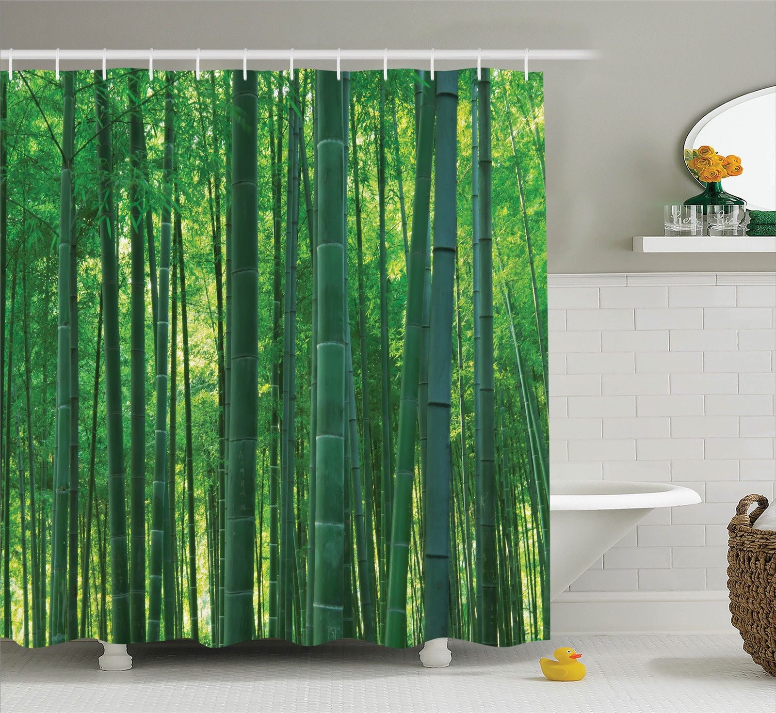 Bamboo House Decor Shower Curtain Set Asian Oriental Exotic