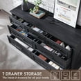 thumbnail image 3 of ACCOHOHO 7 Drawer Dresser for Bedroom, Farmhouse Rustic Wood Dresser Chest of Wide Drawers for Living Room, Black, 3 of 6