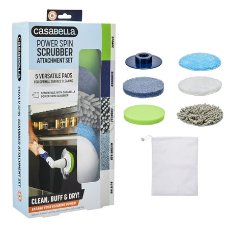 Casabella Power Spin Scrubber Attachment Set 5 Versatile Pads