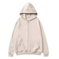 thumbnail image 4 of Mohiass Zip Up Hoodie Casual Cute Oversized Drawstring Womens Hoodie Y2k Fall Winter Long Sleeve Solid Fashion Zipper with Pockets Khaki S, 4 of 5