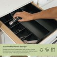 thumbnail image 5 of KitchenEdge Organizador de cajones de cocina ajustable para utensilios y trastos 1 compartimento grande y 5 pequeños Divisores de pared ajustables Patas antideslizantes Acabado en negro 100% madera de, 5 of 5