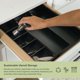 thumbnail image 5 of KitchenEdge Organizador de cajones de cocina ajustable para utensilios y trastos 1 compartimento grande y 5 pequeños Divisores de pared ajustables Patas antideslizantes Acabado en negro 100% madera de, 5 of 5