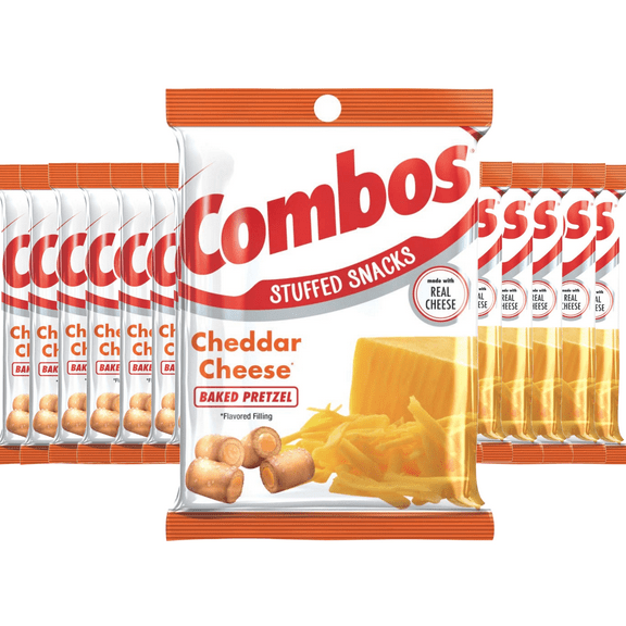 COMBOS CHEDDAR CHEESE Pretzel Baked Snacks 6.3 Ounce Bags (BOX of 12)