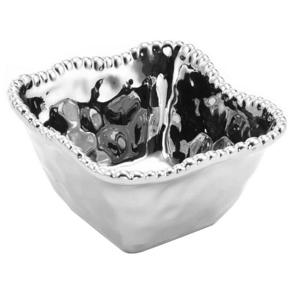 Pampa Bay Verona Porcelain Square Snack Bowl, Silver