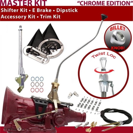 American Shifter C6 Shifter Kit Chrome 23 in. Swan E Brake Cable Clamp Clevis Trim Kit Dipstick for F57E5