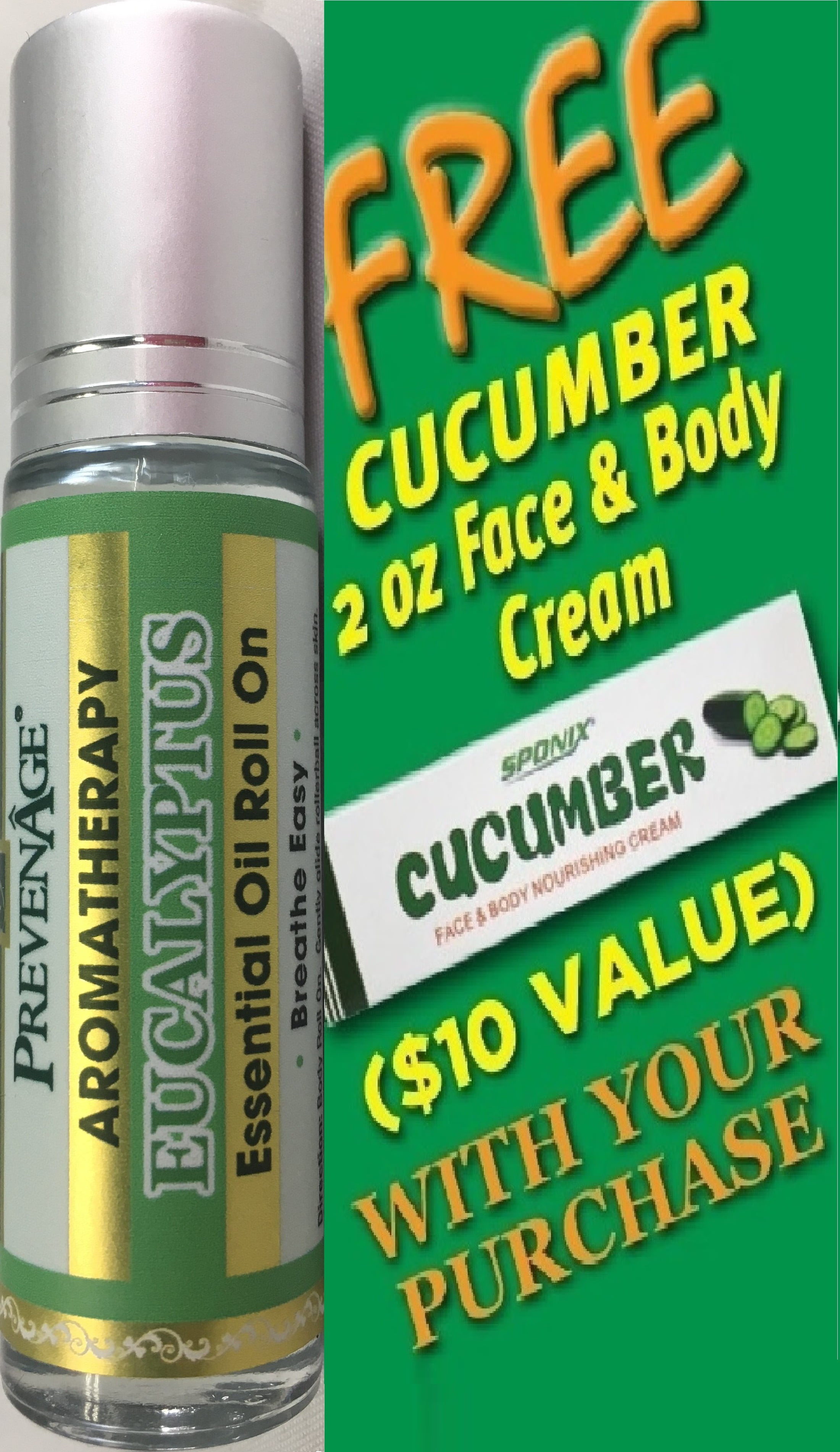 Eucalyptus Body Roll on Essential Oil Infused Aromatherapy Roller