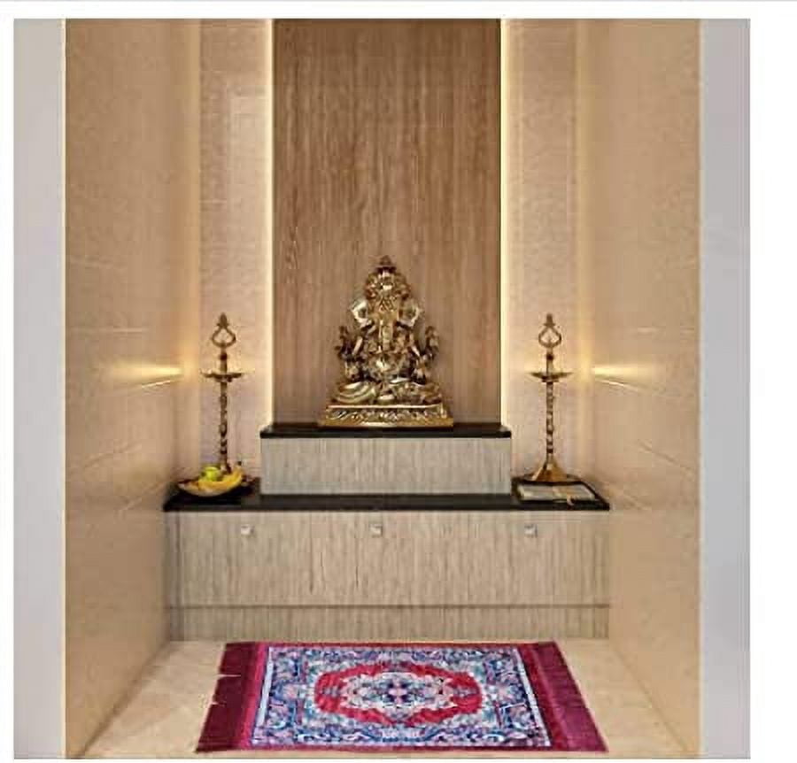 Polyester Fabric Red Meditation Prayer Mat (Approx. 24 x 24 Inch) Multi-Purpose Meditation Mat/Rug, Religious Spiritual Items, Home Aasan/Yoga/Meditation