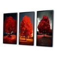 thumbnail image 3 of Designart "Majestic Red Tree Captured in Nature Photography" Landscape Trees Framed Wall Art Set Of 3 - Red Trees Frame Gallery Set For Office Decor, 3 of 6