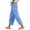 Light Blue, variant on Women's Solid Color Elastic Waist Cropped Casual Pants, Polyester, with Side Buckle & Back Pockets, for Various Occasions