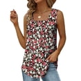 thumbnail image 2 of Camiseta sin mangas floral,Camiseta sin mangas para mujer Blusa sin mangas con estampado floral Top sin mangas plisado frontal Diseño de clase mundial, 2 of 2
