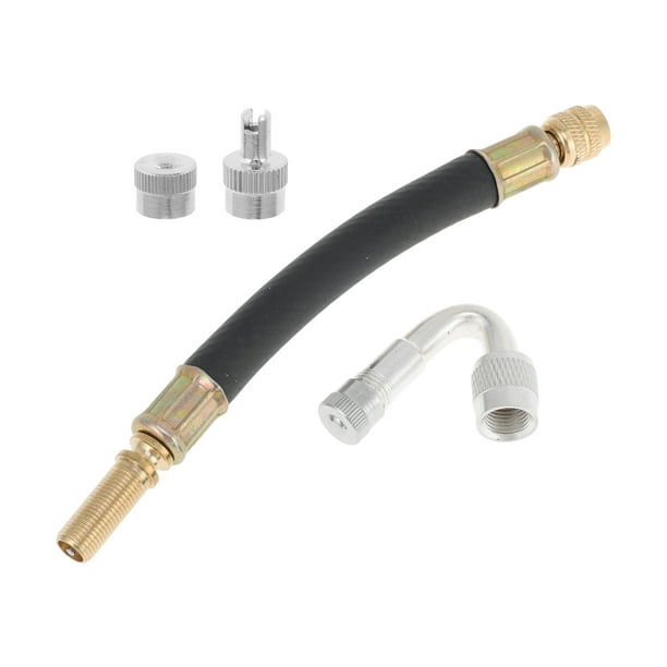 1 Set de extensión de válvula de llanta de cobre de 45 grados con extensor de vástago de llanta de plástico flexible de 140 mm para automóvil, motocicleta, RV, camión, bicicleta