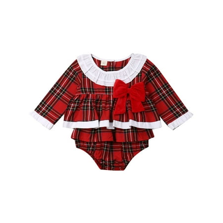 

TheFound Xmas Newborn Toddler Baby Girl Clothes Lace Romper Dress Jumpsuit Outfits