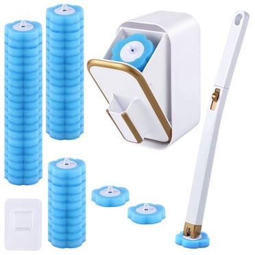 Disposable Toilet Brush with 48 Refills, Wall Mounted Toilet Brush with Holder, Toilet Bowl Brush Set with 1 Toilet Wand, 1 Storage Box for Bathroom Cleaning