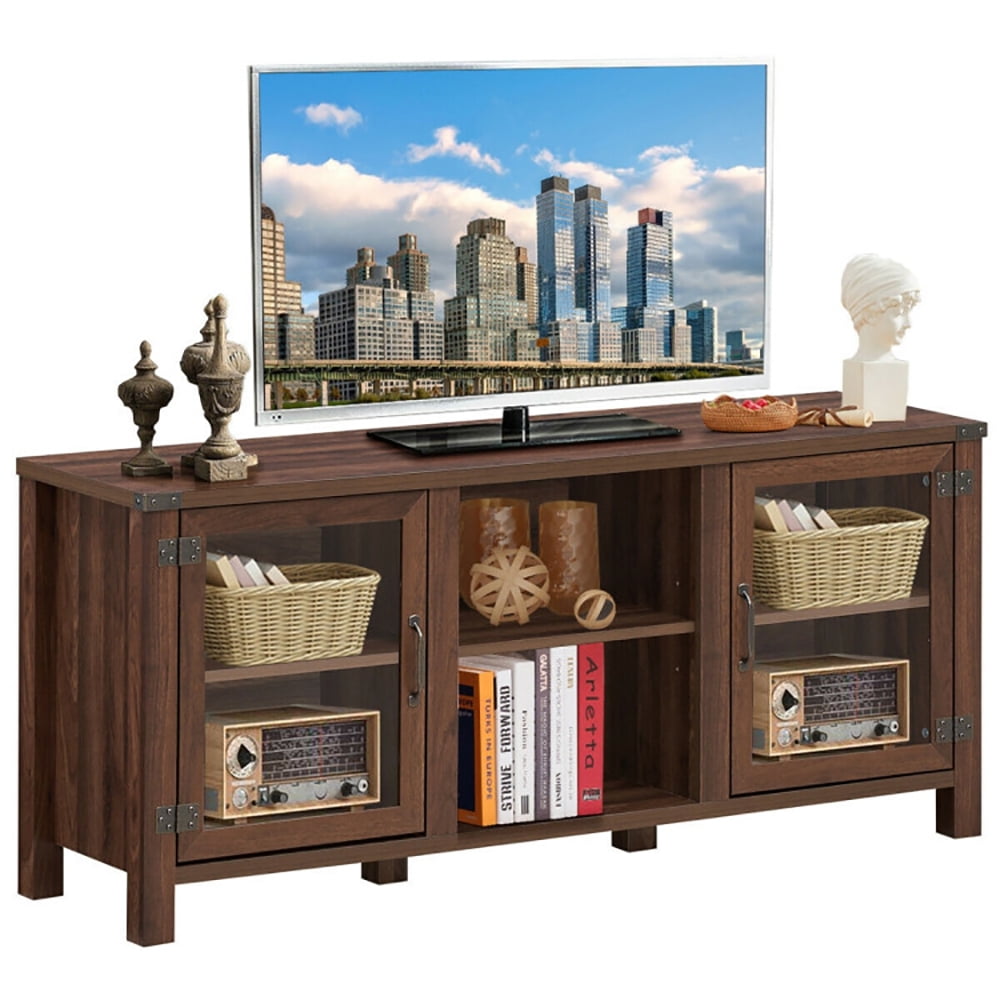 Finihen TV Stand, TV Cabinet, TV Stand Entertainment Center for TVs up to 65 Inch with Storage Cabinets, Media Entertainment Center with Storage, for Living Room, Bedroom, Walnut