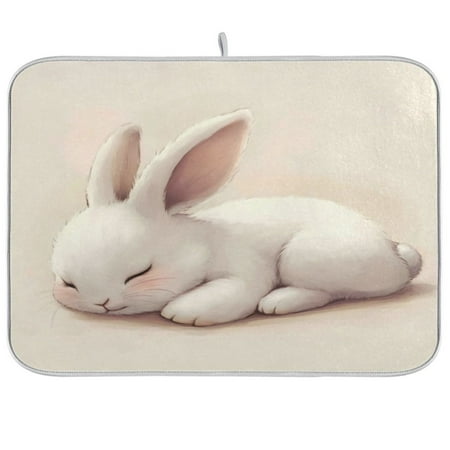 

Kitchen Drying Mat 16x18In Drying Dish Mat Dish Drying Mats Kitchen Countertop Multi-Function Drain Drying Mat Kitchen Table White Sleeping Rabbit
