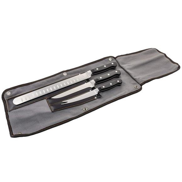 Juego de cuchillos Oklahoma Joe's Blacksmith de 3 piezas con rollo