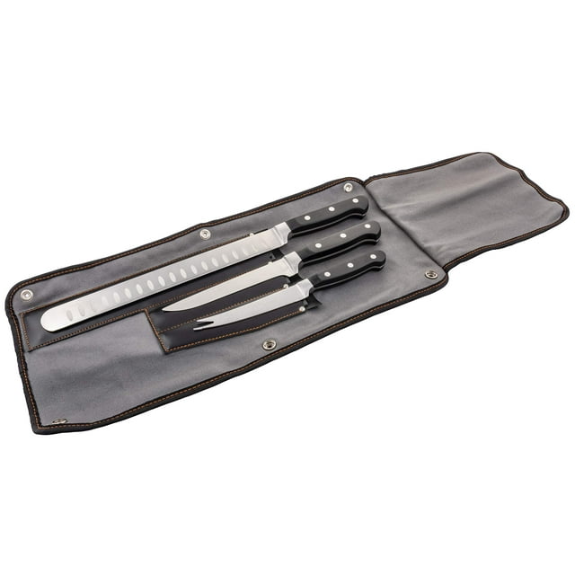 Juego de cuchillos Oklahoma Joe's Blacksmith de 3 piezas con rollo