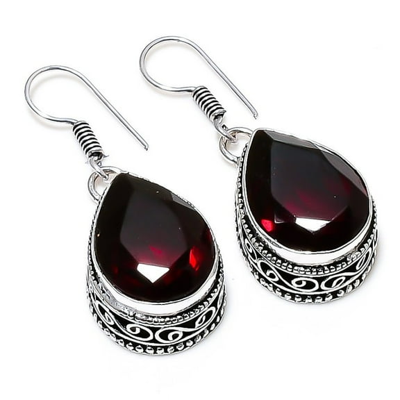 Mozambique Garnet Earrings Handmade 925 Sterling Silver | Rich Red Gemstone Jewelry | Timeless Gift for Her