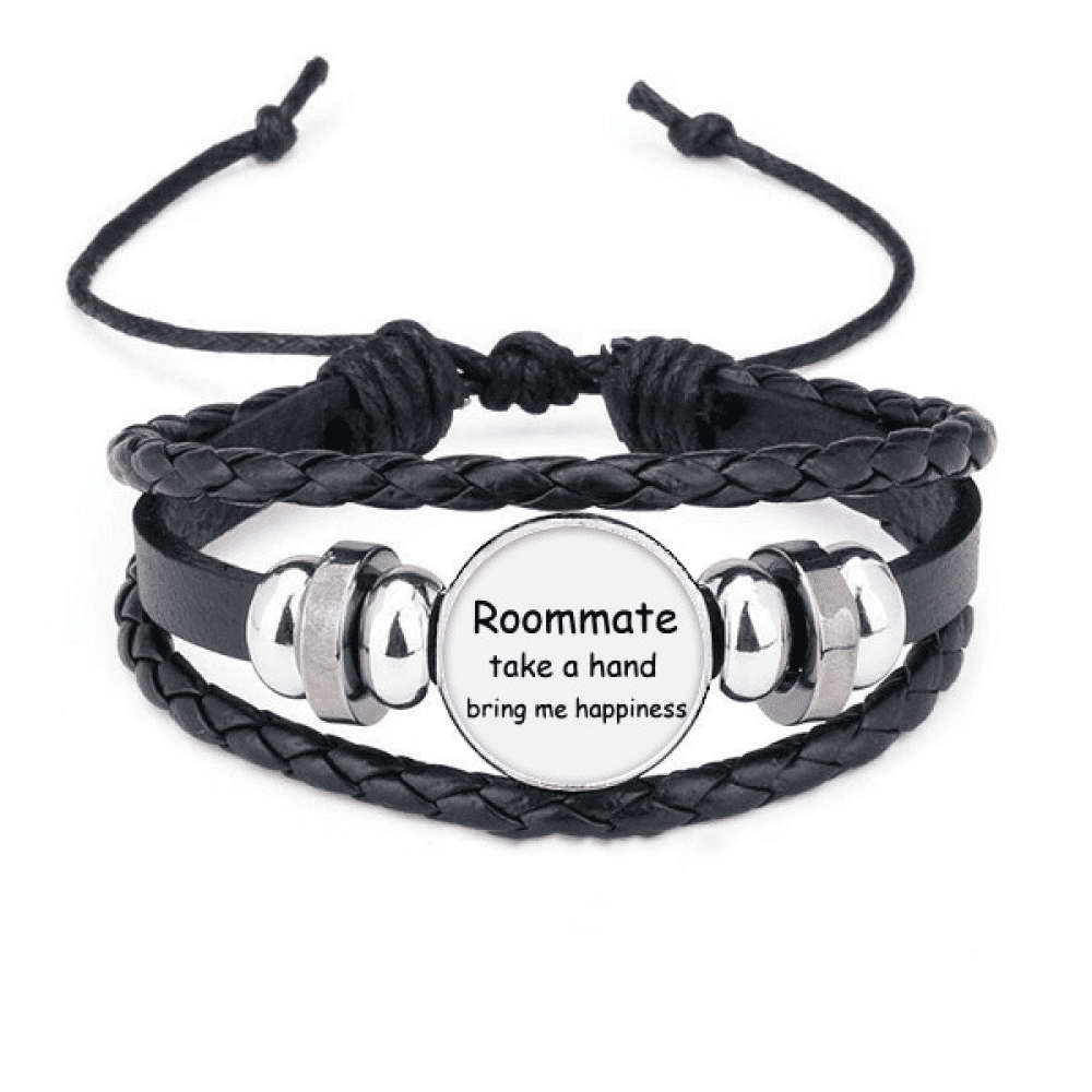 Roommate Take A Hand Bring Me Happiness Bracelet Braided Leather Woven