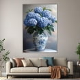 thumbnail image 6 of Mudket Blue Hydrangeas in Vase Canvas Wall Art, Framed Ready to Hang, Vintage Floral Wall Decor for Living Room Bedroom Kitchen, Farmhouse Botanical Print - 12"L x 8"W, 6 of 10