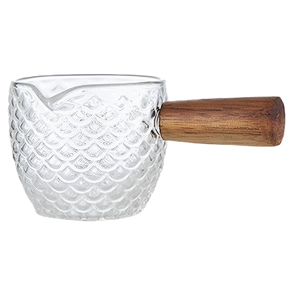ACDANC 80ml Glass Espresso Cups with Wood Handle Spout