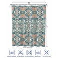 thumbnail image 4 of Split Shower Curtain for Transfer Bench, Teal Pink Fabric Shower Curtains for Bathroom, Vintage Floral Watercolor Boho Ethnic Tub Sliding Transfer Bench Waterproof Bath Curtains 72"x72", 4 of 9