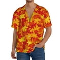 thumbnail image 3 of Fotbe Vintage maple leaves autumn print Short Sleeve Button Down Shirts for Men Casual Summer Beach Wrinkle Free Shirt-Large, 3 of 7
