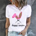 thumbnail image 2 of Pompotops T-Shirts Col Rond pour Femmes Imprimé Lapin de Pâques Manches Courtes Blouse, 2 of 9