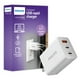 thumbnail image 1 of Cargador Philips para iPhone, carga rápida, 65 W, USB C, 3 puertos, blanco, 1 of 8