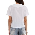 thumbnail image 3 of INSPIRE CHIC Short Sleeve Shirts for Women Ruffle Peter Pan Collar Button Down Cotton Blouse Casual Summer Tops S White, 3 of 6