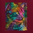 thumbnail image 2 of Colorful Cat Portrait | Cat Lover Owner | Dean Russo Art Animal Lover Mens Long Sleeve Shirt, Maroon, S, 2 of 5