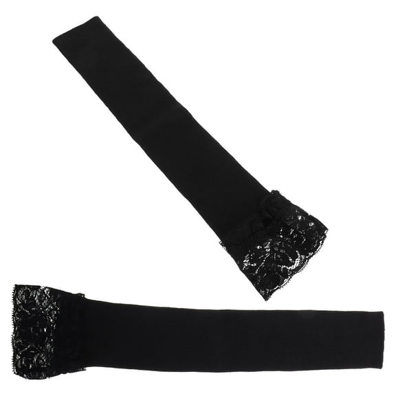 Amosfun Black Fingerless Arm Warmers for Women, 1 Pair, Touchscreen Compatible, Lightweight Sleeve Gloves for Transitional Seasons