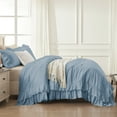 thumbnail image 4 of ANGENIA Full Size Comforter Set Grayish Blue, 3 Pieces Vintage Ruffle Bedding Comforter Sets, All Season Soft Fluffy Microfiber Bed Set for Boys Teens Kids(79" x90" Comforter & 2 Pillowcases), 4 of 7