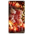 thumbnail image 2 of CREATITOY 35.4×70.8 Inches Christmas Door Cover Curtain Holiday Door Wall Decoration for Xmas Home Party Decorations Christmas Tree Xmas Family plies, 2 of 7