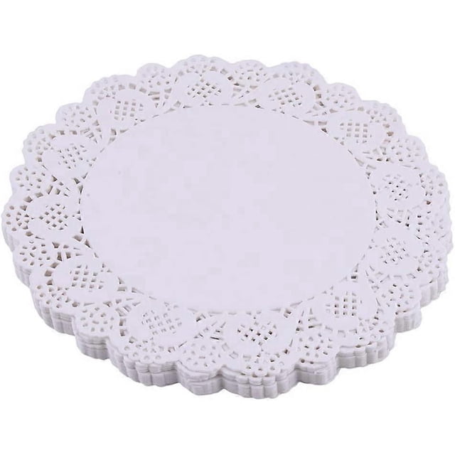 Blondas de papel de encaje blanco, redondas de 4 pulgadas, desechables, para bodas, cumpleaños, pasteles, postres, vajilla y decoración de alimentos.
