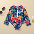 thumbnail image 2 of Baby Swimsuit Girl Baby Kids Boys Zipper Flower Print One-Piece Beach Swimwear Baby Bathing Suit Girl,Size 5 Years-6 Years, 2 of 4