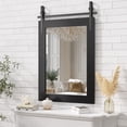 thumbnail image 7 of Hasipu 18"x26" Farmhouse Bathroom Mirror - Black Rustic Wood Framed Wall Mounted Mirror, Vintage Vanity Mirror with Barn Door Style for Bathroom Living Room Decor, 7 of 7
