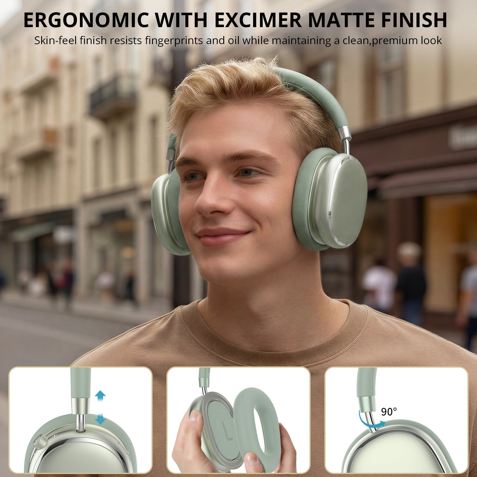 FOFUN NC95 Wireless Over Ear Headphones, Hybrid Active Noise Cancelling, Bluetooth 6.0 with Knob Control, 65H Playtime, App EQ Control, Hi-Res Audio, Comfort Fit for Travel and Workout