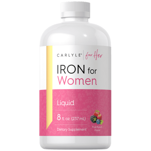 Liquid Iron Supplement For Women | 8 fl oz Drops | Fruit Punch Flavor | by Carlyle