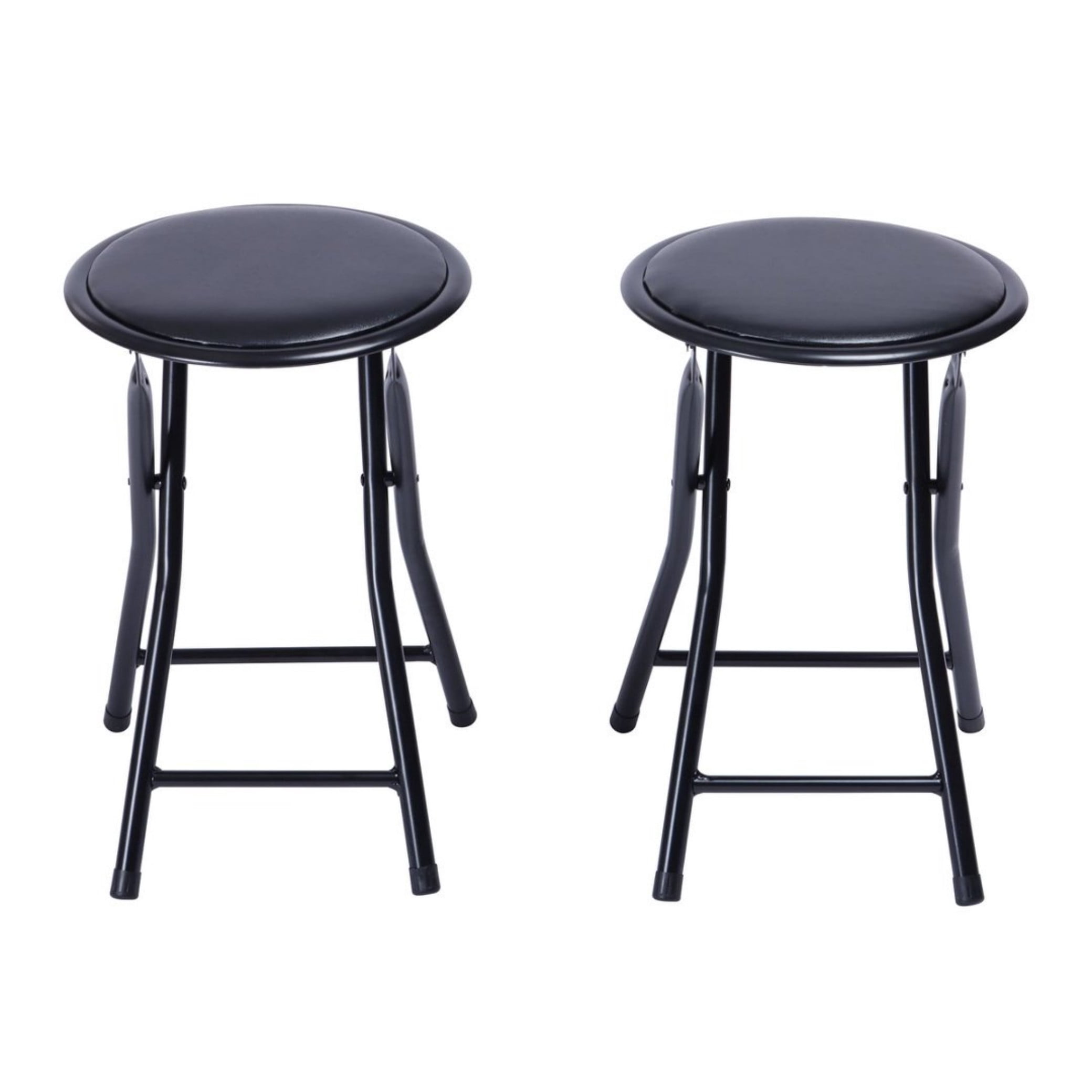 BSHTI Durable Folding Chair with PVC Padded Cushion – Stainless Steel Frame, High-Density Foam, Waterproof & Easy Clean, for Home Office Gatherings, Black (2 Pack)