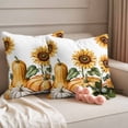 thumbnail image 2 of Orange Pumpkin Fall Outdoor Waterproof Pillow Covers, Thanksgiving Sunflower Botanical Decorative Square Throw Pillowcase Sofa Cushion Sham for Patio/Couch/Chair, 16"x16" 2 Pack, 2 of 8